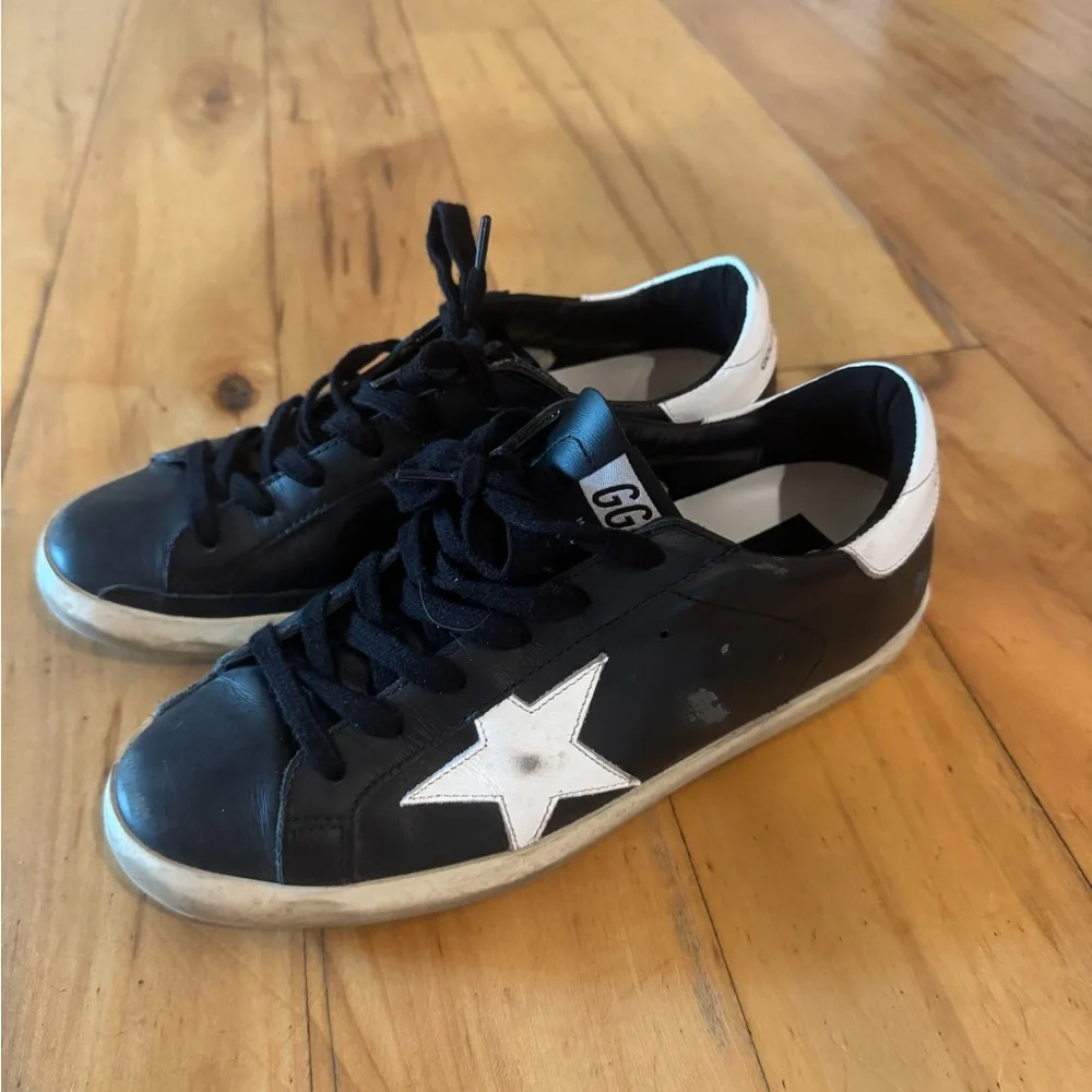 Golden Goose Black and White Retro Sneakers - Picture 1 of 5